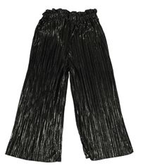 Čierne trblietavé paper bag plisované culottes nohavice George