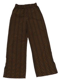Tmavohnědo-čierne vzorované straight PULL ON nohavice H&M