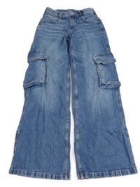 Modré cargo široké rifle zn. Denim Co.