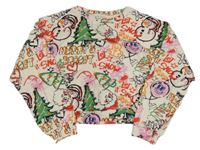 Smotanová oversize crop mikina s vánočním motívom zn. Next