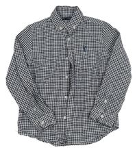 Tmavomodro-bílá kostkovaná košile s výšivkou Next