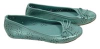 Mentolové koženkové baleríny s madeirou a mašlou Graceland vel. 32