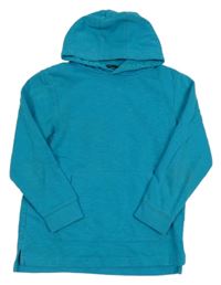 Tyrkysová melírovaná mikina s kapsou a kapucí George