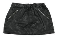 Čierna koženková sukňa so zipy