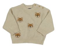 Svetlobéžový melírovaný pletený sveter s liškami KIABI