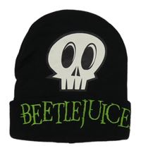 Černá pletená čepice s lebkou a nápisem - Beetle Juice PEPCO