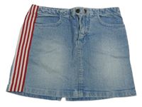 Svetlomodrá šisovaná rifľová sukňa s pruhmi