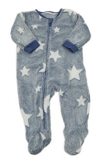 Tmavomodro-biela plyšová kombinéza s hviezdičkami Next