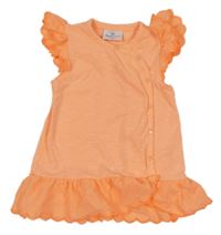 Neónově oranžové melírované prepínaci šaty s volánikmi Topomini