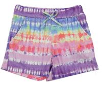 Farebné batikované rebrované kraťasy s mašlou