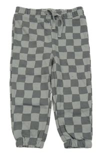 Sivo-tmavosivé kockované tepláky PRIMARK