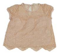 Svetloružová tylová blúzka s kvetmi H&M