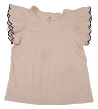 Svetloružové tričko s volánikmi H&M