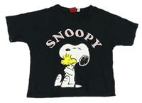 Černé crop tričko Snoopy