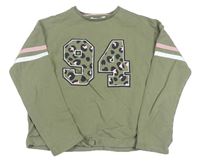 Khaki crop mikina so vzorovaným číslom M&S