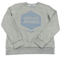 Sivá melírovaná mikina s potlačou Jack & Jones