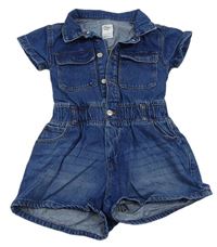 Tmavomodrý rifľový kraťasový overal Denim Co.