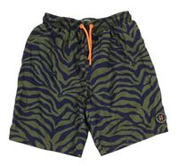 Khaki-tmavomodré vzorované plážové kraťasy Primark