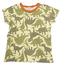 Žluto-khaki tričko s dinosaury Alana