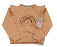 Nové - Broskvová mikina s dúhou a srdiečkami