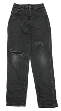 Antracitové relaxed high waist rifle s prošoupáním H&M