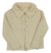 Krémový trblietavý prepínaci sveter s kožešinou H&M