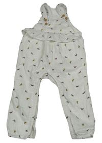 Biele mušelínové podšité na traké nohavice s motýly F&F