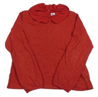 Červeno-zlaté pruhované mikinotriko s golierikom Petit Bateu