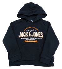 Tmavomodrá mikina s nápisem a kapucí Jack & Jones