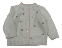 Biely prepínaci sveter s výšivkami květin