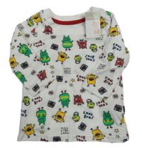 Nové - Bílé triko s příšerkami Primark