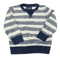 Šedo-tmavomodrý pruhovaný svetr C&A