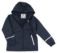 Tmavomodrá nepromokavá lehce zateplená bunda s chobotnicí a kapucí Lupilu