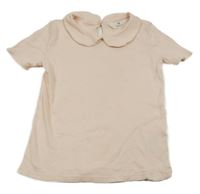 Svetloružové rebrované tričko s golierikom H&M