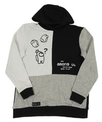 Šedo-černo-bílá mikina s Among Us a kapucí George