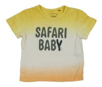 Žluto-bílo-oranžové ombré tričko s nápisem S. Oliver