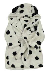 Biely bodkovaná ý chlpatý župan s kapucí - dalmatin George