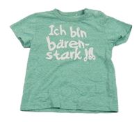 Zelené melírované tričko s nápisom Topomini