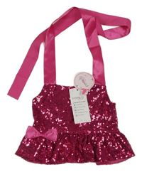 Nové - Fuchsiový flitrový slavnostní top se zavazováním