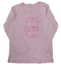 Růžové triko s kočkou Benetton