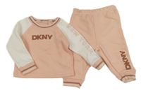 2set - Ružovo-smotanová mikina s nápisem + tepláky DKNY