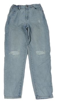 Modré mom high waist rifle s prošoupáním Page One Young