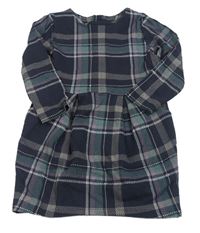 Tmavomodro-zelené kockované teplákové šaty zn. H&M