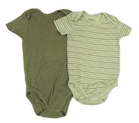 2x body - khaki + zelené pruhované Lupilu