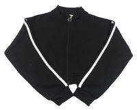 Čierna crop mikina s bielým pruhom Matalan