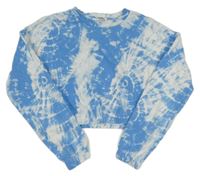 Modro-biela batikovaná crop mikina Lindex