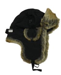 Černá šusťáková zateplená beranice s kožešinou 