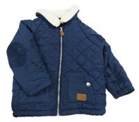 Tmavomodrá šusťáková prošívaná zateplená bunda F&F