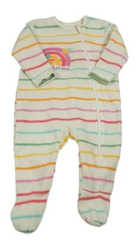 Smetanovo-farebný pruhovaný fleecový overal s dúhou a dinem Dunnes Stores