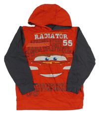 Červeno-šedá mikina s nápisem a Cars a kapucí Disney